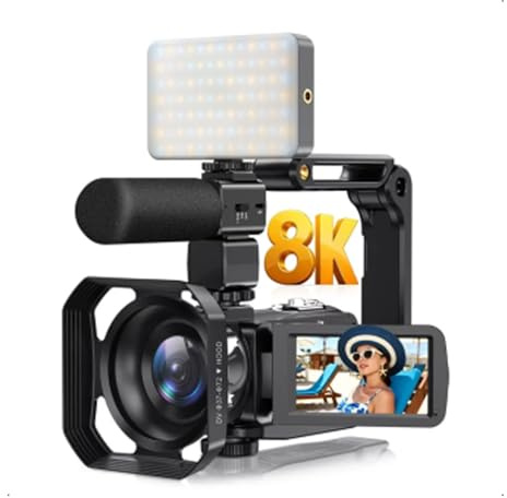 MENDUNER 8K Video Camera 64MP Camcorder with 18X Zoom, 3.0 Touch Screen, WiFi Vlogging Camera with Microphone, Night Vision Stabilization Remote 32GB Card Webcam