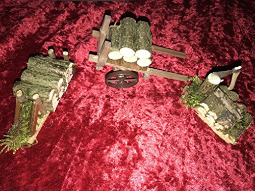 DAM Adam Belén Accesorios, Carro con Burro y Klotz Carnicero con Hacha de Madera para Figura Tamaño 10 – 12 cm