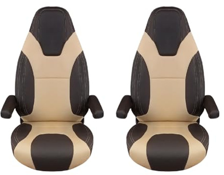 KFoam.es Sitzbezug für Fahrer-/Beifahrersitz von Wohnmobilen, Schokoladenbraun / Beige
