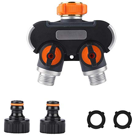 YAAVAAW Splitter Tubo da Giardino a 2 Vie,Rubinetto dell'Acqua da 3/4 di Pollice Adattatore, Comodo connettore a Rubinetto gommato per Giardino e Vita Domestica,con 4 Rondelle e 2 Connettori