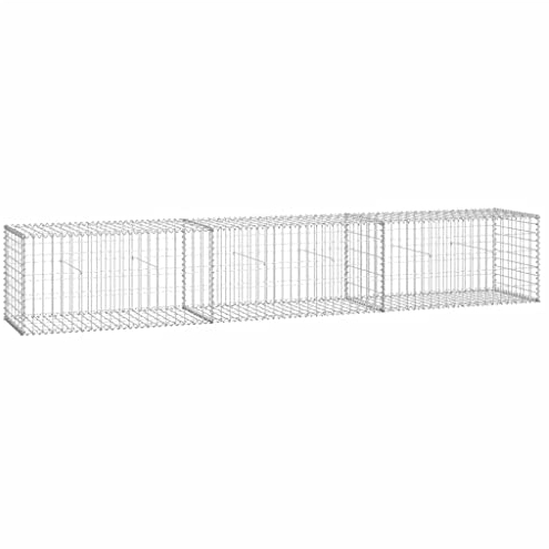 vidaXL Gabion Wall with Covers Galvanised Steel 300x50x50cm Stone Basket Cage