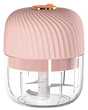 Lihuzmd Mini Electric Garlic Press, Food Chopper Portable Food Cutter Mincer USB charging Portable Rechargeable meat grinder Garlic Blender,Pink,9.6x11.5cm