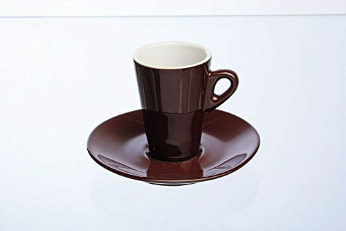 Tognana 6er Set Espressotasse Mara elegant, in der Farbe Schokolade/Braun, mit Untertasse, aus Keramik