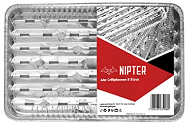 Nipter Grillschale Alu 34,1x22,9 cm Aluschalen Grill BBQ Grillplatte Aluminium-Grillschalen, 5 Packungen (25 Stück)