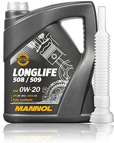 5 LITER, MANNOL 7722 0W-20 LONGLIFE 508/509 MOTORÖL + Ausgießer