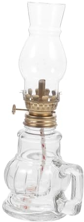 DOITOOL Lampe à Pétrole - Lampe à Huile Vintage en Verre Transparent, Luminosité Réglable Interieur Lampe a Huile Coupe-Vent pour Salon, Salle à Manger, Utilisation d'Urgence - Lampe Tempete