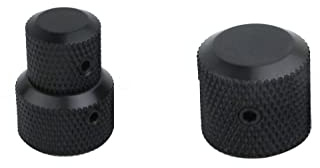 Guyker 1Pcs Concentric Stacked Knobs and 1Pcs 6mm Potentiometer Control Knobs Set - Knurled Volume Tuning Audio Knob Replacement for Guitar or Precision Bass - CNC Machined(black)