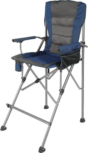 Stonehomy Extra Tall Folding Chairs for Adults 330lbs, Portable Bar Height Foldable Director Chairs for Camping Outside, Comfortable with High Back and Footrest, Blue
