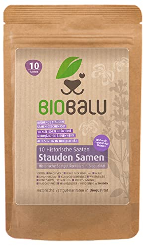 Biobalu Bio Stauden Saatgut winterhart mehrjährig - Geschenkset mit 10 Sorten sortenrein verpackt - Die mehrjährige Bienenweide
