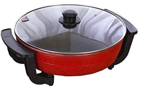 Sallurmose 220 V Elektroherd mit Glasdeckel, Antihaft-Elektro-Hot Pot, Elektro-Pfanne, Herd, Suppentopf, Kochgeschirr für die Küche zu Hause