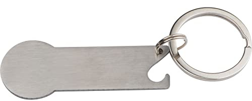 noTrash2003 sats om 2 löstagbara kundvagnslösare nyckelring – Trolley Coin kundvagnschip – kapsylöppnare rostfritt stål, silver, 6,0 x 2,3 x 0,2 cm