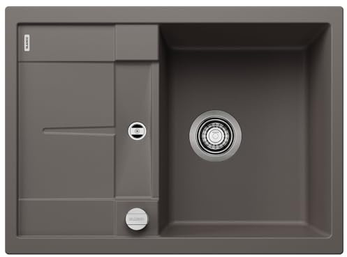 BLANCO METRA 45 S Compact Évier en granit gris volcanique SILGRANIT Type de montage : montage par le haut, réversible, pour armoires inférieures de 45 cm de large, grand bassin, surface facile à