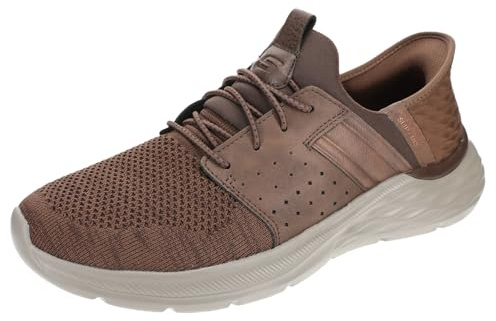 Skechers Uomo Garner - Newick 210803Mocassino, Tessuto Sintetico Marrone Scuro, 45 EU