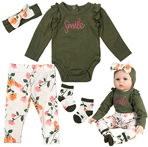 Reborn Baby Doll Clothes 20 Inch Girl 4pcs for 17-22 Inch Dolls