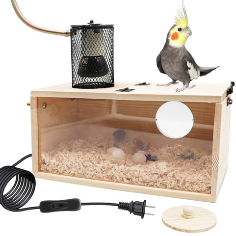 Bird House Incubator, Bird Nesting Box with Heat Lamp, 75W Ceramic Heat Emitter Heater Lamp, Birdcage Accessories, Suitable for Parrot Parakeet Cockatiel Lovebirds Budgie