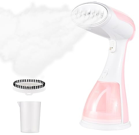 Irishom Défroisseur Vapeur, Défroisseur Vapeur à Main, Fer à Repasser Portable 1500W 300ML, Réchauffage Rapide, Défroisseur à Main, Vapeur à Vêtements, Cadeau Femme, Rose