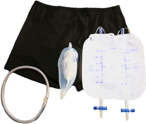 Bolsa De Orina, Pantalones Para Incontinencia Ponible Para Hombres Sistema Urinario Soporte De Orina Para Pierna Resistente A Fugas De Silicona Bolsa Para Sistema De Orina ( Size : Large (86-100cm) )