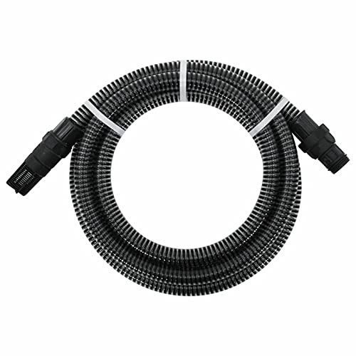 ZEYUAN Saugschlauch mit PVC-Anschlüssen 4 m 22 mm Schwarz, Gartenschlauch, Saugschlauch, Schlaghose, Ansaugschlauch, Absaugschlauch