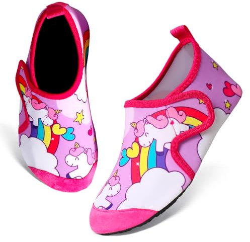 TMEOG Scarpe da Scoglio Bambino Bambina Scarpe Mare Acquatiche Piscina Bambini Scarpe da Spiaggia Acqua Immersione Scarpette da Bagno Surf Nuoto per Ragazzo Ragazza(22/23 EU,UC_Rosa)