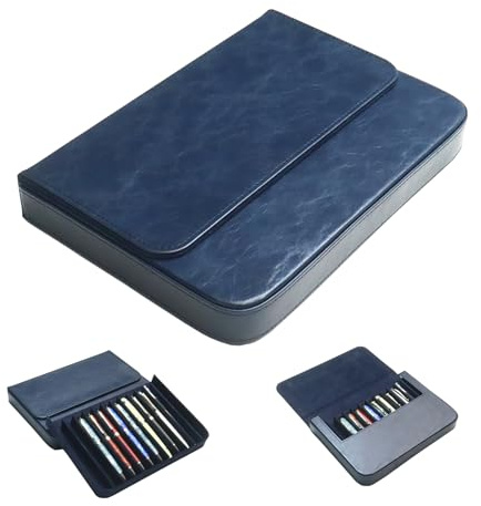 MIVLXLX 12 Slot Fountain Pen Case, Handmade Magnetic,Christmas Gift(blue)