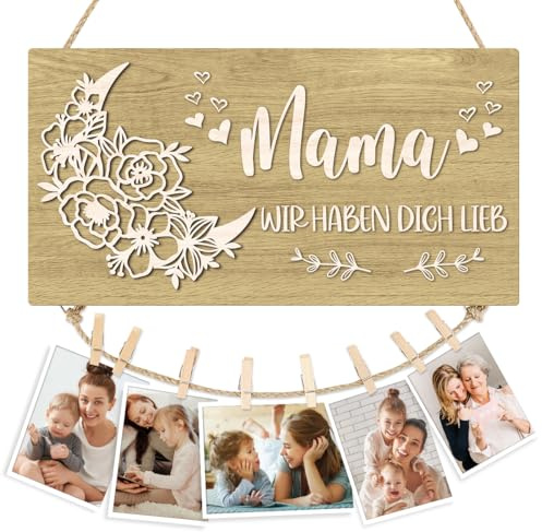 KAIRNE Mama Geschenk Holzschild „Wir haben dich lieb Geburtstag Muttertag