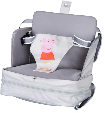 roba Boostersitz Peppa Pig - Aufblasbarer Sitz mit erhöhten Seitenlehnen - Mobile Sitzerhöhung für Kinder & Kleinkinder - Für zu Hause und unterwegs - Grau/Rosa