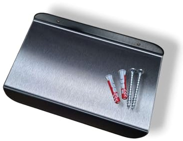 Eleganter Edelstahl-Wetterschutz, Pultdach mit Abtropfkante für Schalter, Wallbox und Briefkasten (B=300mm(30cm) x T=180mm(18cm))