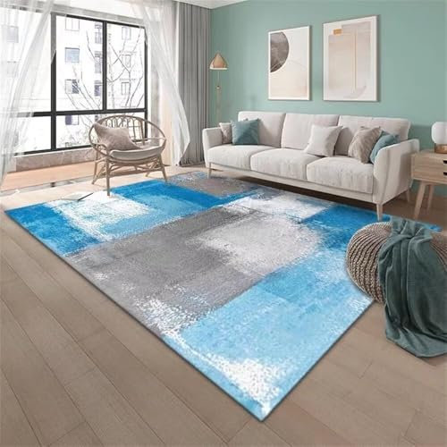 RUGMRZ Teppich Kinderzimmer Junge Abstrakter Geometrischer Rutschfester Wohnzimmer-Schlafzimmerbereich-Teppich Günstig Teppich Blau Weihnachtsteppich Teppich Eingangsbereich Teppich Kinderzimmer Jung