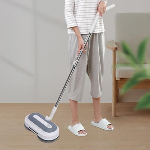 WindWilder Lavapavimenti elettrico senza fili, 30 W, 150 – 180 RPM, mocio a spruzzo elettrico, lunghezza mocio regolabile 94 – 124 cm, mocio elettrico con funzione spray e LED