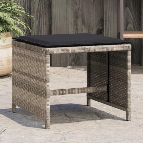 Xichuzi Gartenhocker mit Kissen 4 STK. Hellgrau 40x40x35 cm Poly Rattan, Balkon Hocker, Fusshocker Garten, Hocker Garten, Fußhocker Für Sessel, Gartenmöbel Hocker - 4007488