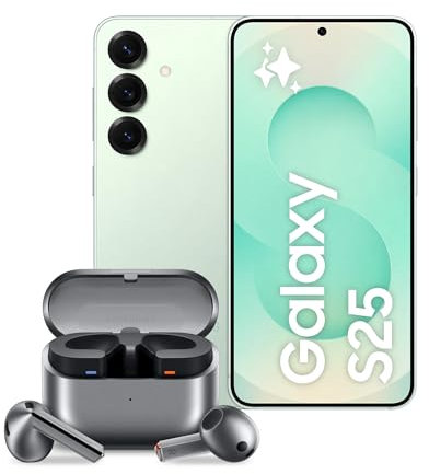 Samsung Galaxy S25 con Galaxy Buds3 Graphite, Auricolari True Wireless ANC, Smartphone AI con 3 anni di Garanzia del produttore, RAM 12GB, 512GB, Mint