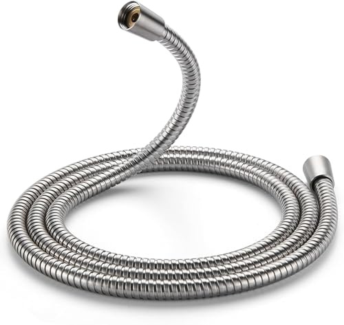 Cobbe Shower Hose 1.5m, Stainless Steel Shower Pipe, Anti Twist,Leakproof and Anti-Kink Universal Standard Fit G1/2 Replacement Hose, Chrome -Silver