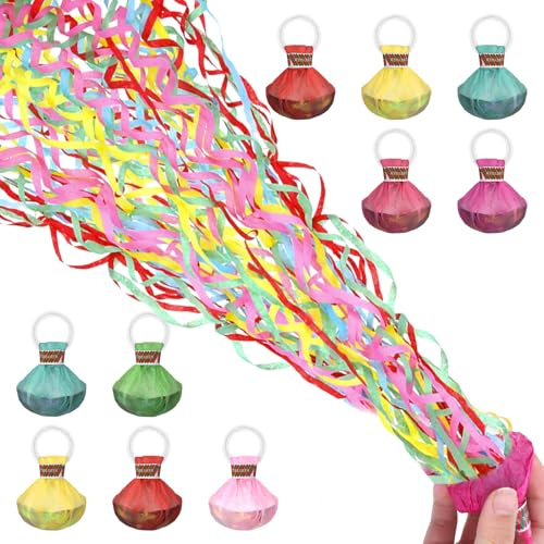 10 Stück Luftschlangen Geburtstag,Konfetti Luftschlangen Hand Werfen Streamer,Bombe Bombe Party Wurf Luftschlangen für Geburtstag Hochzeiten Karneval Abschlussfeier