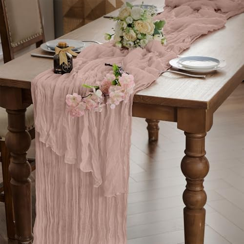 WAITER TREE Runner da tavolo lunga Bandiera da tavolo bohemian adatta per baby spose, regali feste, matrimoni, compleanni, decorazioni per feste Rosa antico 90 x 300 cm