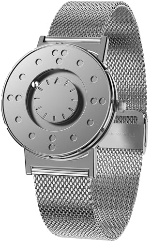 EUTOUR Men's Magnetic Blind Watch Ball Bearing Silent Touch Water Resistant Minimalist Fashion Without Glass Quartz Watch 40 mm Milanese Mesh Stainless Steel Strap