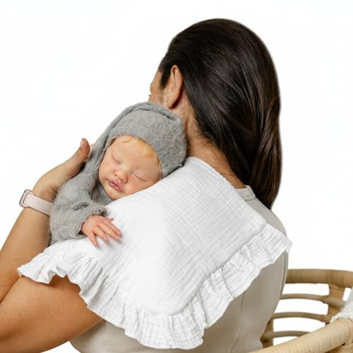 Thermikoa Salvababas Babitas Bebe Capazo, Pack de 2 Muselinas de Algodón para Proteger el Colchón y el Hombro, Multiusos, Paños Doble Capa de Tela de Muselina y Rizo 100% Algodón. Tamaño 38x28 cm