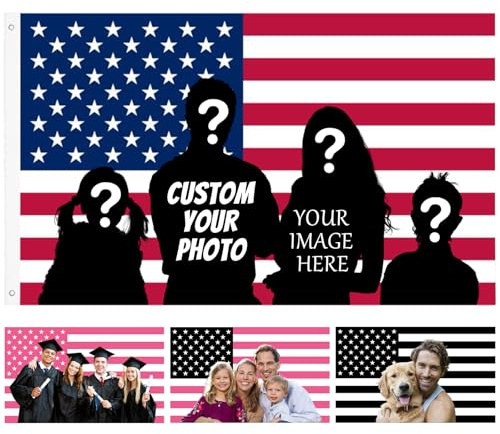 Personalisierte Amerikanische Flagge - Flagge mit Text/Foto/Logo - Personalisierte Rosa Amerika-Flaggen - Verschiedene Größen für Feiertage Weihnachten Wohnzimmer Schlafzimmer Clubs Konzerte Bars