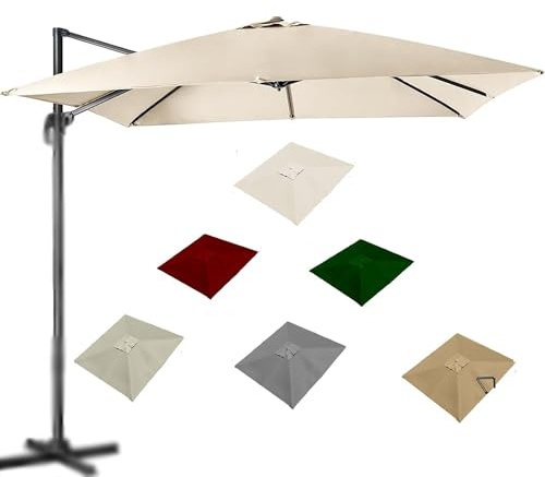 ZYXQQJ Telo di Ricambio per Offset/Ombrello 250 300 400cm Copertura di Ricambio per Ombrellone da Mercato Esterno 8 Stecche, Verde/Kaki/Bordeaux/Beige(Beige,4x3m/13x9.8ft)