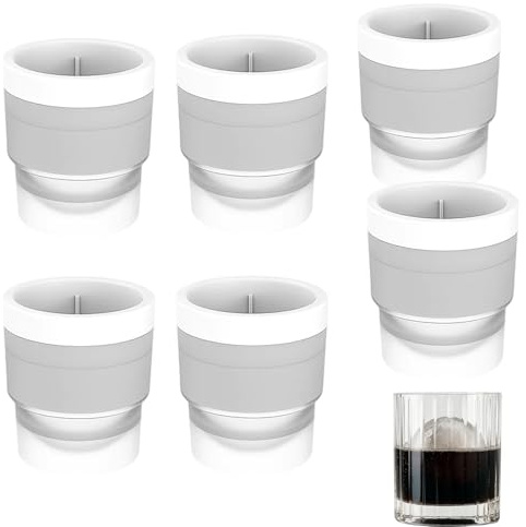 6-Piece Ice Ball Mould, Independent Silicone Ice Ball Maker for Whiskey and Cocktails, 6cm Large Sphere Ice Cube Moulds to Make Round Ice Balls for Drinks