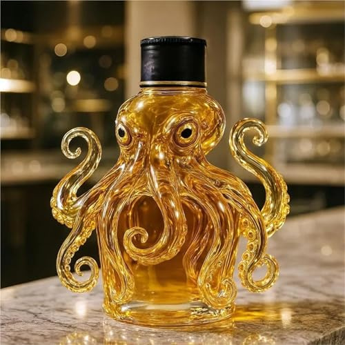 EDXTNKQC Whiskey Karaffe - Desktop Kunststatue, 350 Ml Oktopus-Dekanter-Skulptur, Exquisite Weinflaschendekoration Aus Glas, Weinflaschenornamente Mit Meerestieren(C)