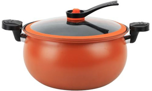 Mini olla a presión, olla de presión de calentamiento rápido de gran capacidad con manijas de bloqueo, micro stockpot multifunción antiadherente para gas, inducción, estufas eléctricas, rojo
