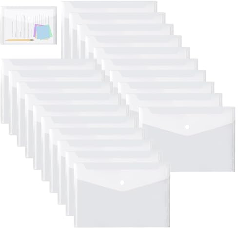 Dokumententasche A5 20 Stück Transparentes, Wasserfestes Polypropylen, Dokumentenmappe A5 Geeignet für Büros, Schulen und Privathaushalte 22,8 Cm × 17,8 Cm