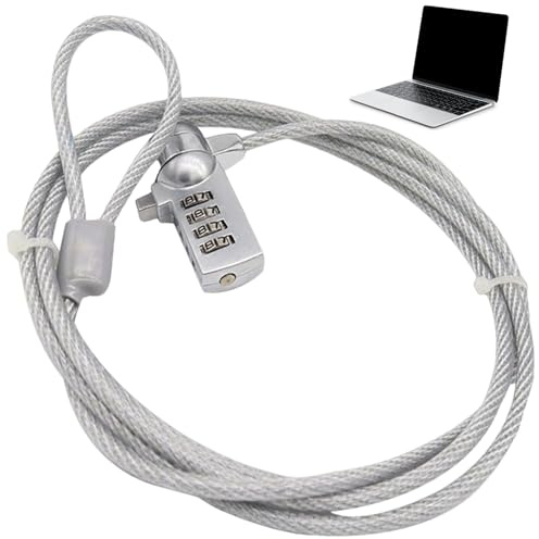Hperu Kabelschloss, 4-Fuß-Zahlensicherheits-Laptop-Schließkabel mit 4-stelligem Passwort, tragbarer, Leichter Diebstahlschutz für Notebooks und Elektronikgeräte