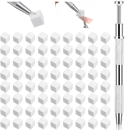 200 Stück Nail Art Schwämme mit 2 Greifstift Nägel Selber Machen | Weiche Nagelschwämme für Ombre Gel Nagelkunst-Schwamm Pinsel Sponge Brush Applikator für Ombre Und Gradient Nageldesign