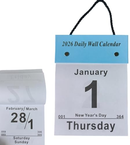 Wandkalender 2026 - Täglich Abreißkalender Für Terminplanung, 12 Monats Wandplaner Kalender, für Termine, Feiertage, Erinnerungen, Veranstaltungen