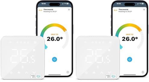 Smart Thermostat for Combi Boiler/Water Underfloor Heating, WiFi Thermostat Works with Apple HomeKit Siri, Alexa, Google Home, Support Programmer No Hub Required - White - Pack of 2-240 V