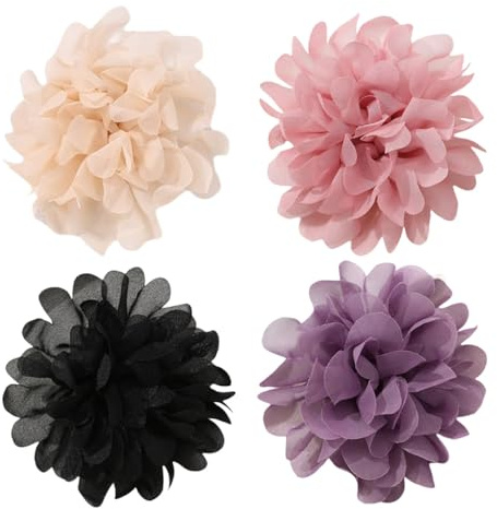 ifundom 4pezzi Spilla Forma di Fiore in Tessuto Elegante Accessorio per Abiti Gonne Sciarpe e Cappelli per Eventi Formali e Occasioni Speciali