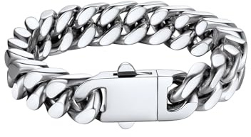 Bestyle Armband Herren Edelstahl Panzerkette Armbänder Herrenarmband | Silber/Schwarz/Gold Cuban Panzerarmband 5/7/9/12.5MM Breit 19/21/23CM Länge Gliederarmband Geschenke für Männer Damen Jungs