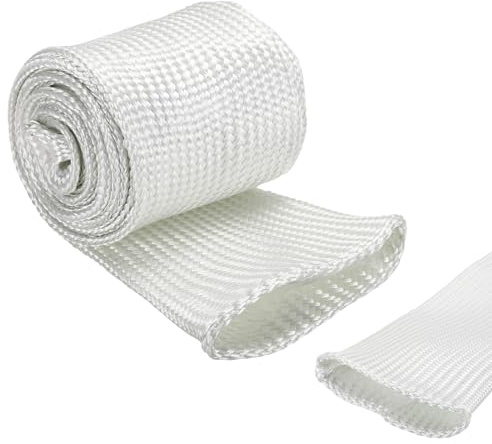 QUARKZMAN Protezione Per Cavi Isolante 60mm/2.36 Pollici 2m/7 Piedi Bianca | Guaina In Fibre Di Vetro, Alta TEMP