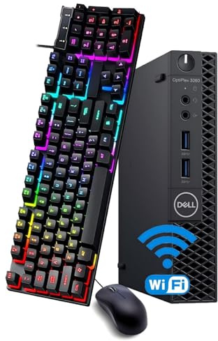 Dell OptiPlex 3060 Mini PC de escritorio, Intel Core i3-8100T, 8 GB RAM, SSD 256 GB, Bluetooth, teclado QWERTY, ratón, USB WiFi, Windows 11 Pro (reacondicionado)